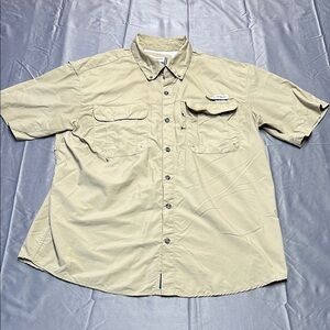Magellan outdoor fishing shirt SZ LG beige button up Laguna madre